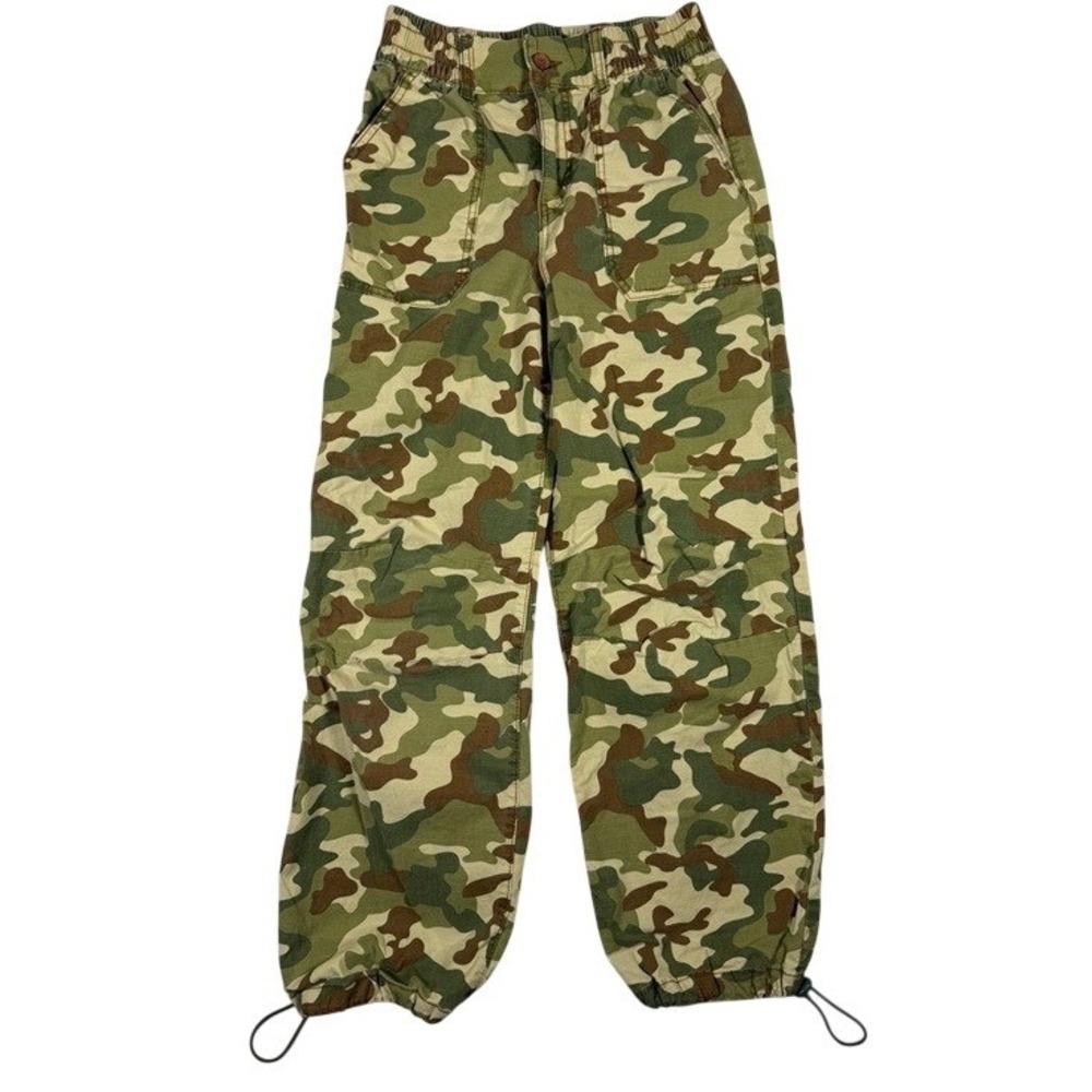 Celebrity Pink Womens XS‎ Camo Cargo Jogger Pants High Rise Bungee Hem Green